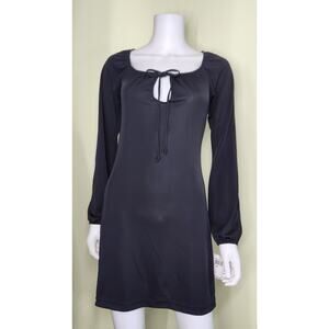 XOXO Madison Keyhole Tie Mini Dress Size Medium Black Cut Out Sleeves Y2K 90s